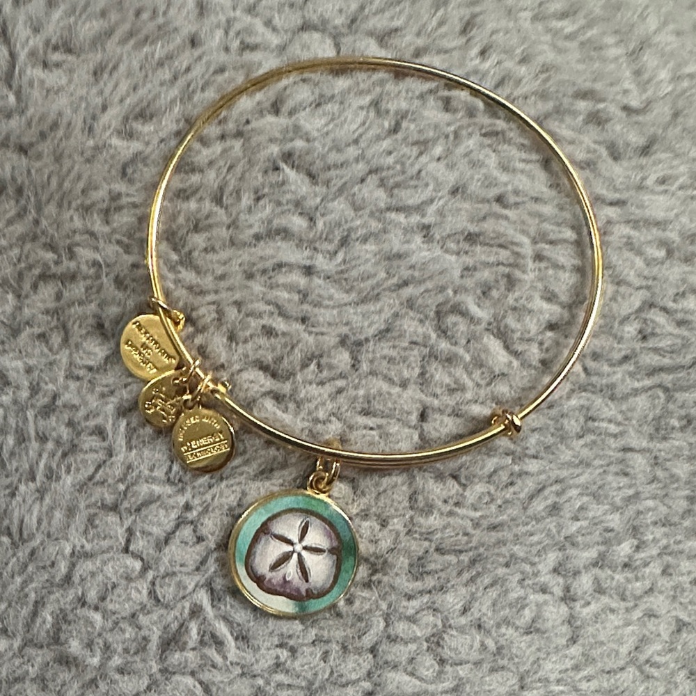 Alex and Ani Gold Bangle Bracelet with Sand Dollar Charm